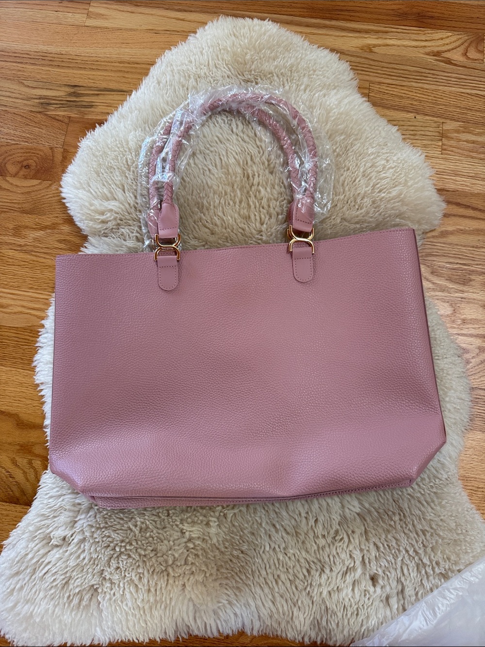 Ulta Beauty Pink Pebbled Tote with Gold-Tone Hardware